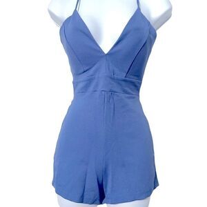 Love Culture Romper Lace Back Baby Blue Size Small